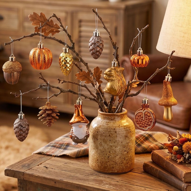 Valery Madelyn 12pcs Autumn Decorations, Halloween Tree baubles for Home