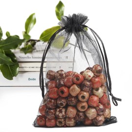 ANZNKU 50 Pack Black Organza Bags, 4 x 6 inch Small Bags, Premium Favor Bags with Drawstring, Gift Bags, Sheer Mesh Bags, Packaging for Small Business, Small Gift Bags for Wedding Party Christmas