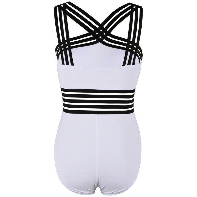 Hilor Women's One Piece Swimwear Front Crossover Swimsuits Hollow Bathing