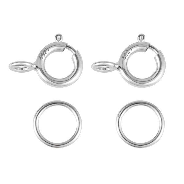 925 Sterling Silver Clasps for Jewellery Making, 40PCS Silver Spring Clasps and Open Jump Rings Set, 5mm Round Silver Clasps Connectors, Silver Clasps for Necklace Bracelet Making