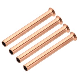 PATIKIL 1/4" (6.35mm) OD Copper Flare Tube Fitting, 4pcs Straight Copper Coupling Welding Joint Pipe Fitting for HVAC Refrigeration Plumbing (Length 60mm)