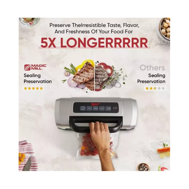 Magic Mill Food Vacuum Sealer Machine Easy-Close Handle for Manual