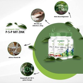 Pyridoxal-5 Phosphate 100 mg Active Vitamin B6 P-5-P with Zinc High Dose and Vegan 270 Capsules (90 x 3)