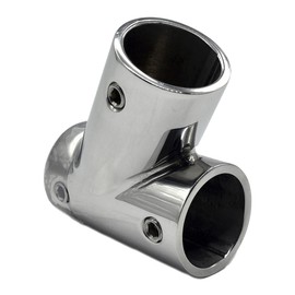 MARINE CITY 304 Grade Stainless Steel Tee Connector Hand Rail Fittings 3-Ways for 7/8 Inches Tube Marine Grade for Boats – Ships – Marines – Yachts (Pack of 2) (60°)
