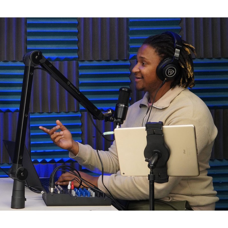 Rockville ROGAN STAND Pro Boom Arm Mic Stand with Fixed