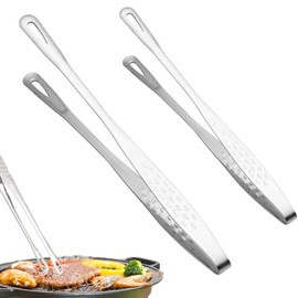 2 Pcs Professional Stainless Steel Cooking Tweezers - Kitchen Tongs for Precision Plating, BBQ, Serving & Garnishing -Chef Tweezers for Home & Restaurant Use (Silver)