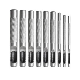 Samcos Hole Punch, 9 Sizes, Steel, Round Shape, Leather Hole Punch, DIY Tool, 0.1 inch (2.5 mm), 0.1 inch (3 mm), 0.2 inch (4 mm), 0.2 inch (6 mm), 0.2 inch (6 mm), 0.3 inch (7 mm), 0.3 inch (9 mm), 0.4 inch (10 mm), Leather Craft Punch