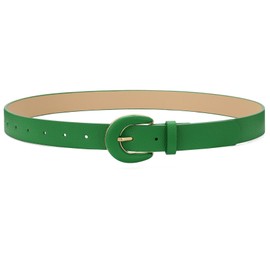 WHIPPY Women's Leather Belts for Jeans Pants Dress Black Leather Belts for Women Casual Fashion Ladies Waist Belts, Green, XL