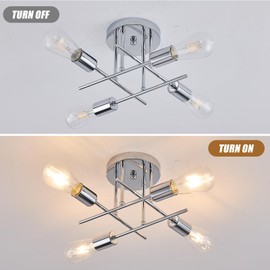 Dellemade Ceiling Light, 4 Lights Chandelier Ceiling Light for Living Room,Bedroom,Kitchen (Silver) (Silver)
