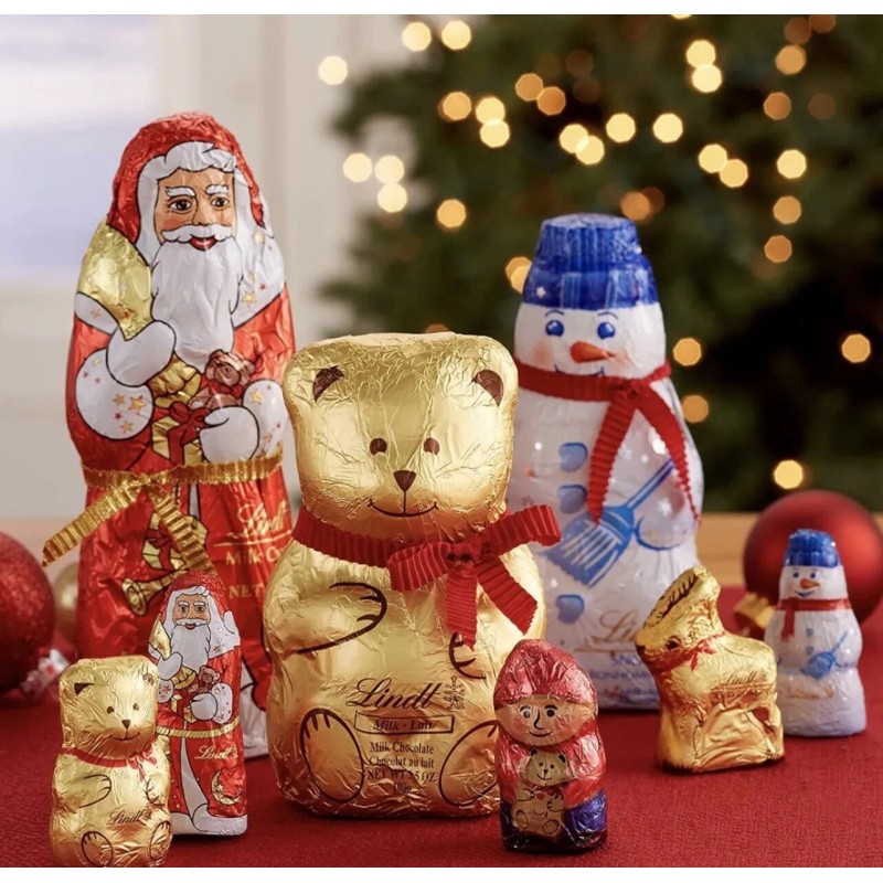 Lindt LINDOR Milk Chocolate Holday Figure Santa Claus and Reindeer