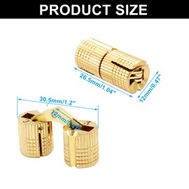 Murtenze 12PCS 12mm Hidden Brass Barrel Hinges, Invisible Cabinet Furniture Hinges 180 Degree Opening Angle Conceale Hinges for DIY Jewelry Box Hand Craft