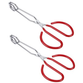 MSY BIGSUNNY 2 x 10" Stainless Steel Soft Grip Scissor Tongs Red