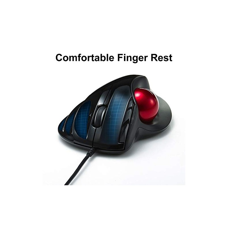Sanwa Wired Ergonomic Trackball Mouse, Programmable Roller Ball Mice, Tilt