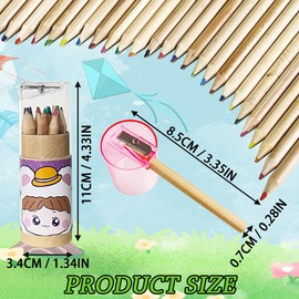 XingyLi 16 Pack Mini Cartoon Colouring Pencils in 12 Colours, Portable Colouring Pencils with Sharpener, Pre-Sharpened, Cute Party Bag Filler Set for Adult Artists, Drawing, Sketching, Reward