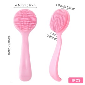 HINZIC Silicone Manual Facial Cleansing Brush, Skin Friendly Waterproof Face Cleaning Scrubber Exfoliator Cleanser for Blackheads Whiteheads Makeup Residues Removal- Pink