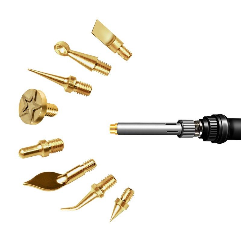 9 Pack Heat Insert Nut Iron Tips Kit with Adapter,