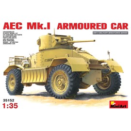 Miniart MIN35152 Car 35152 1:35 Brit. Scout Tank AEC Mk.I Faithful Replica, Building, Plastic, Crafts, Hobby, Gluing, Model kit, Assembly, unpainted, Un-Painted, Mittel