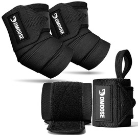 USPA & IPL Approved Wrist & Elbow Wraps for Weightlifting (18” & 40”) – Premium Quality Reinforced Stitching, Professional Support with Heavy Duty Thumb Loop, Adjustable Gym Straps for Powerlifting