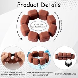 GQIRIL Wrist Ankle Weights for Women - Set of 2 (0.33 lb Each) Wearable Silicone Workout Weighted Bracelets, Waterproof Strength Training Weight Bangles for Yoga Running Walking Pilates Aerobics (Brown)
