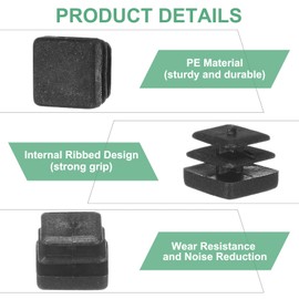M METERXITY 30-Pack Square Tubing End Caps, 0.4Inch/10mm Plastic Tube Plugs for Square Metal Tube/Chair Legs/Pipe Post/Furniture/Fence, Bumper Tubing Plug [Black]