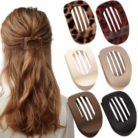 6PCS Flat Hair Clips for Women, Non-Slip Hair Claw Clips Strong Hold Hair Claws for Thick Hair,Curved Design Hair Clips Large Matte Claw Clip for Women and Girls Styling