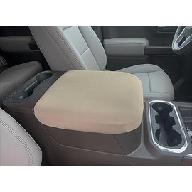 Auto Console Covers- Fits The GMC Sierra 2019-2025 (All Models & Trim with 5 Passenger Seating) Neoprene Center Console Armrest Lid Cover Waterproof Neoprene Fabric (Tan)