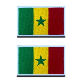 Pack of 2 Africa Senegal Flag Patch - Tactical National Emblem, Embroidered Patch with Closure, Military Bands for Travel Backpacks Clothing Uniform Vest Bracelet