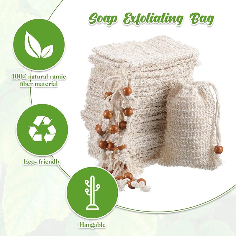 36 Pack Soap Exfoliating Bags,Soap Saver Made Sisal Mesh Soap