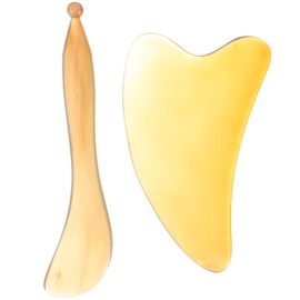 Healvian 2Pcs Horn Guasha Massage Tool Set Durable Trigger Point Massagers for Physical Therapy Scraping Rods Compact and Easy to Carry Enhance and Skin Elasticity