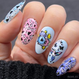 Maniology Fuzzy Friends 4Ever Nail Stamping Plate, Playful Panda, Unicorn, Tiger, Leopard Stamp Plates, Rainbow Safari-Inspired Designs, Animal Print Pattern Manicures