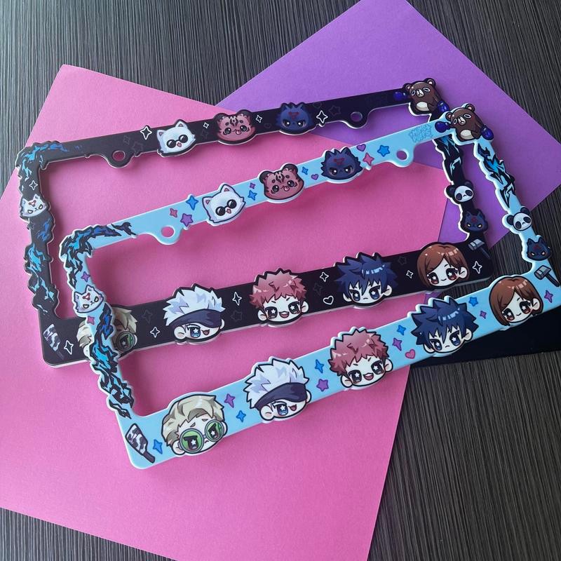 J J K License Plate Frame - Characters: Baby Blue