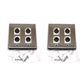 (2) Two Four XLR Double Wall Plates w/Neutrik 2 Male + 2 Female Stainless Steel