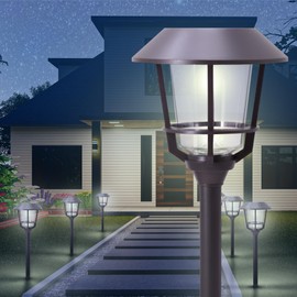 Smart Yard Solar LED Path Lights 4 Pack – 12 Lumens, Warm White, Oil-Rubbed Bronze, Solar Powered, Stainless Steel, Weather-Resistant for Garden, Walkway, Patio