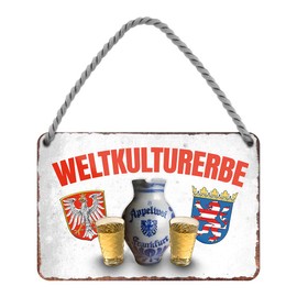 Weltkulturerbe Apfelwein Ebbelwoin - Metal Sign with Cord and Suction Cup - Sign for Ted Wine Drinkers - Decoration for Kitchen Local Restaurant Restaurant Restaurant Ebbelwei Pub Ostrich Economy - 18