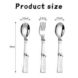 HARY 3pcs Folding Spoon and Fork for Thermos Food,Multi-Functional Stainless Steel Foldable Spoon Fork Replacement Portable Cutlery Set for Thermos Outdoors Picnic Camping