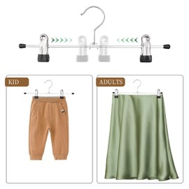 HWAJAN Pants Hangers with Clips 30 Pack Adjustable Skirt Hangers for Women Non-Slip Shorts Trousers Hanger for Jeans Clothes Hanger for Pants Heavy Duty Space Saving,Black 12Inch