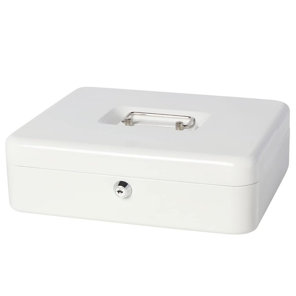 Jssmst Large Cash Box with Key Lock - Durable Metal