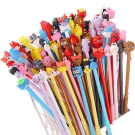 Yeanifeana Novelty Cute Pens Bulk for Kids, Fun Cartoon Ballpoint Pens with 0.5mm Smooth Black Gel Ink, Perfect for Birthday Party Favors, Classroom Rewards, School Supplies & Return Gifts (24)