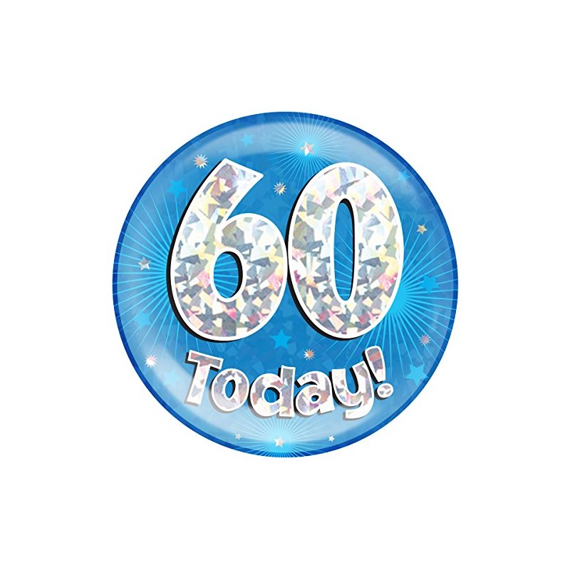OAKTREE UK 633551 6" Jumbo Badge 60 Today Blue Holographic