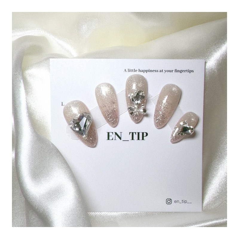 Pink Heart Shower Handmade Nail Tips - Short Nose Pin