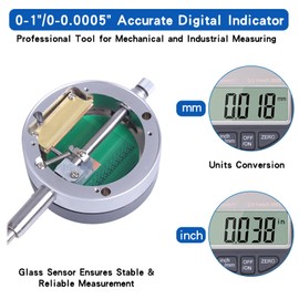 Electronic Digital Dial Indicator with Magnetic Base Holder Fine Adjustable Long Arm 0-1" / 25.4mm Inch/Metric Conversion Professional Gauge 0.01mm/0.001"