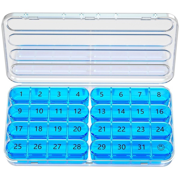 Zoksi Monthly Pill Organizer 1 Times a Day, 30 Day Pill Box Organizer,One Month Pill Case for Travel, 31 Day Daily Medcine Container for Vitamins, Supplement & Medication