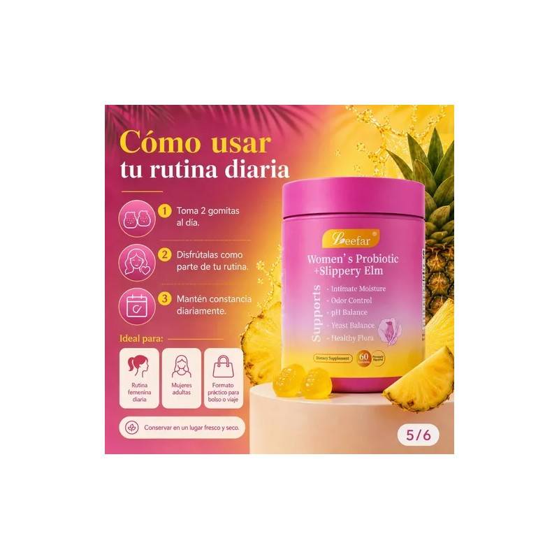 Probióticos Mujer Para Balance De Ph Sabor Piña 60 Piezas