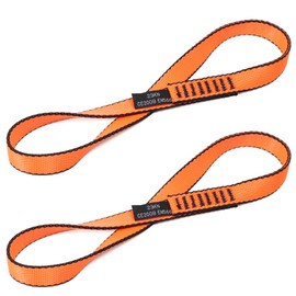 VFKENA 18MM Nylon Climbing Sling Runner 23KN CE2008/EN566 Strong Webbing Straps for Rock Climbing,Mountaineering, Rappelling, Swing, Yoga Hammock etc (Orange, 30cm/12inch | Pack of 2)