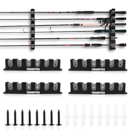 Fishing Rod Holders, Horizontal Pole Holders Rod Rack Wall Mount Fishing Pole Rack for Garage Room, Boats,Ceiling, RV- 6 Poles,2 Pair with Screws