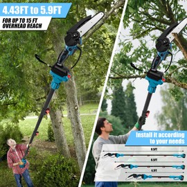 Gpaentsn 2 in 1 Cordless 6 inch Pole Saw & Mini Chainsaw with 2× 21V Battery, Electric Polesaw with Extension Pole for Tree Trimming