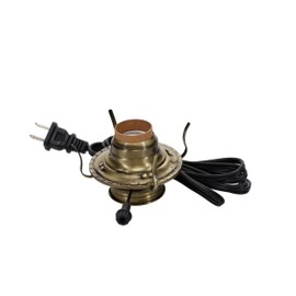 B&P Lamp® #2 Electric Burner Antique Brass Plated with Black Cord and On-Off Switch