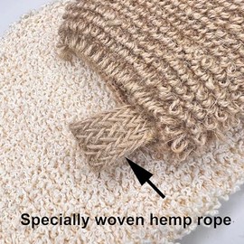 PPHAO – Guantes de baño para ducha – Manoplas de baño orgánicas – Guantes de ducha exfoliantes para mujeres – Estropajos corporales para uso en ducha – Ramio y fibra de yute – 2 unidades