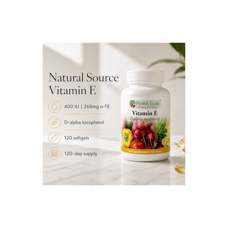 Vitamin E 400IU | Natural D-Alpha Tocopherol | 120 Capsules