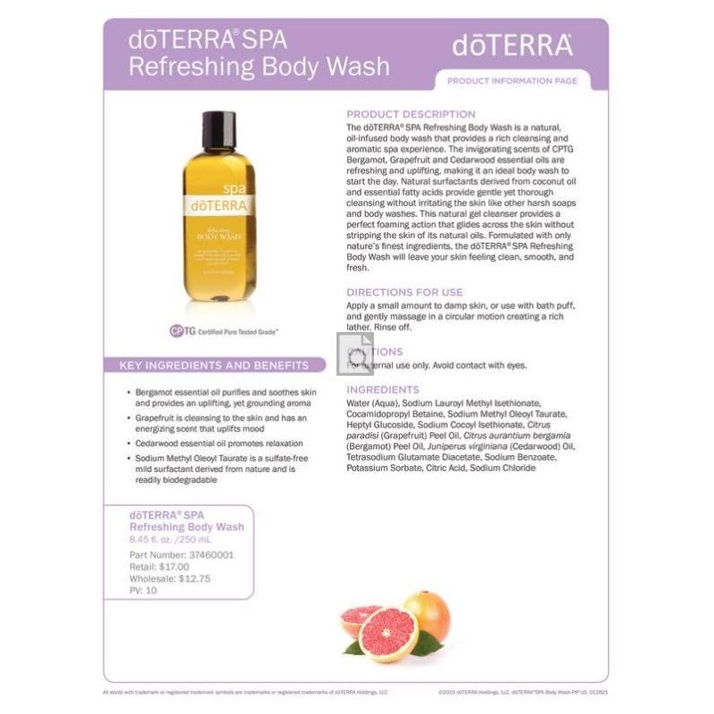 doTERRA - SPA Refreshing Body Wash - 8.45 fl oz
